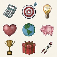 Psd sticker business icon collection
