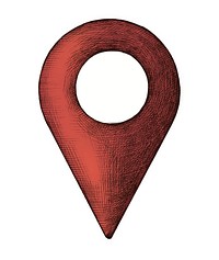 Hand-drawn red location pin illustration