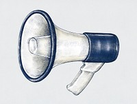 Hand-drawn blue megaphone illustration