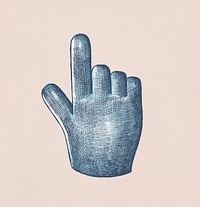 Hand-drawn blue hand cursor illustration