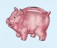 Hand-drawn pink piggy bank illustration