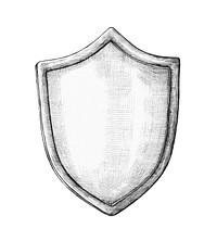 Hand-drawn gray shield illustration