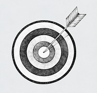 Hand-drawn dartboard and arrow illustration
