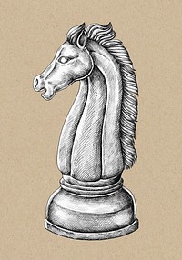 Hand-drawn chess knight illustration