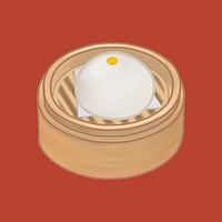 Chinese steamed bun in a basket illustration