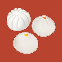 Three Chinese steamed buns illustration