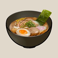 Bowl of Japanese ramen illustration