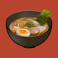 Bowl of Japanese ramen illustration