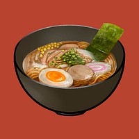 Bowl of Japanese ramen illustration