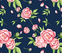 Hand drawn pink peony pattern