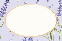 Gold oval lavender flower frame design resource