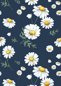 Hand drawn white common daisy pattern