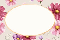 Gold oval cosmos flower frame design resource