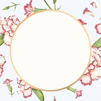 Gold round carnation flower frame design resource