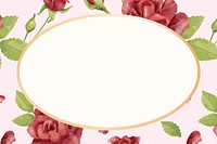 Gold oval rose flower frame design resource