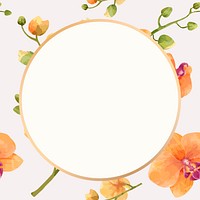 Gold round orchid flower frame design resource