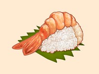 Hand drawn Japanese shrimp sushi or ebi nigiri