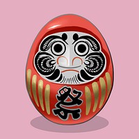 Daruma, a traditional Japanese doll illustration