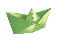 Green 3D Origami boat illustration