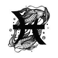 Hand drawn horoscope symbol of Pisces illustration