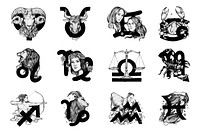 Black astrological signs psd zodiac symbol