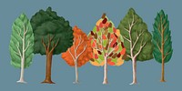 Hand drawn autumn trees illustration