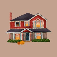 Hand drawn Halloween decorated house