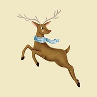 A jumping red nose reindeer illustration
