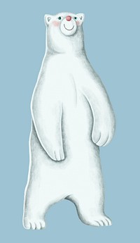 Hand-drawn standing white polar bear