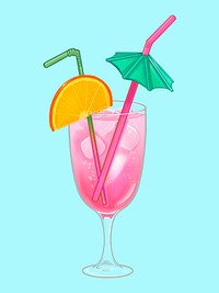 Tropical beach party cocktail illustration