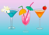 Tropical beach party cocktail illustration