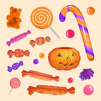 Illustration of Halloween theme candies icon vector