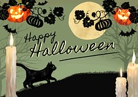 Illustration of black cat for Halloween themed background
