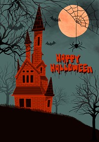 Illustration of a castle at night background for Halloween