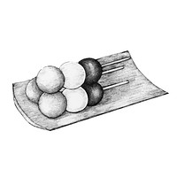 Hand drawn dango Japanese dumpling