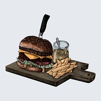 Illustration of a big cheeseburger