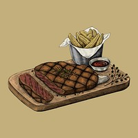 Illustration of a steak dinner