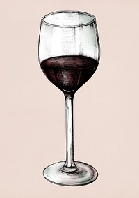 Hand drawn red wine glass