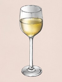 Hand drawn white wine glass