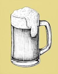 Hand drawn beer alcoholic drink