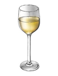 Hand drawn white wine glass