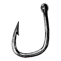 Hand drawn fish hook isolated