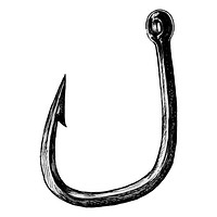 Hand drawn fish hook isolated