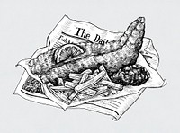 Hand-drawn fish and chips