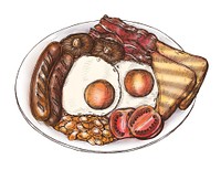 Hand-drawn American breakfast set