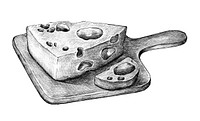 Hand-drawn cheese dairy product