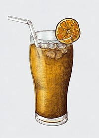 Hand-drawn lemon iced tea