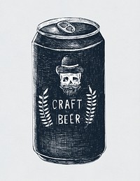 Hand-drawn craft beer can