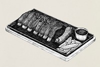 Hand-drawn barbecue ribs