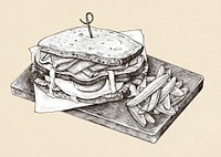 Hand-drawn club sandwich